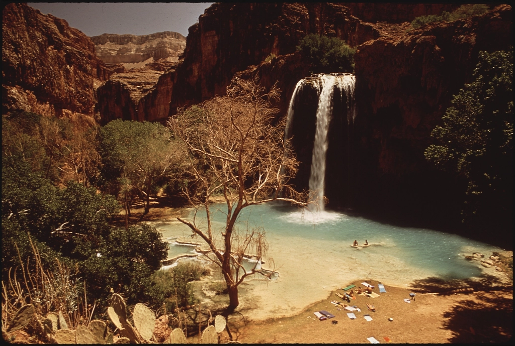 Bathers Enjoy Havasu Falls. Owned