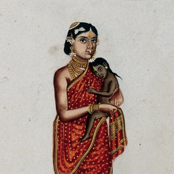 Brahmin's wife holding her child